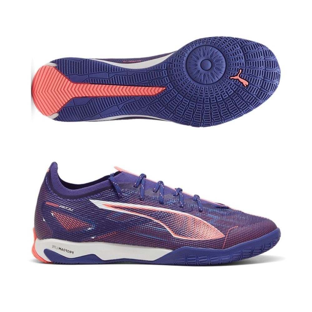 Puma Men's ULTRA 5 Pro Court Indoor Soccer Shoes Purple/White 107888-01, Size 12